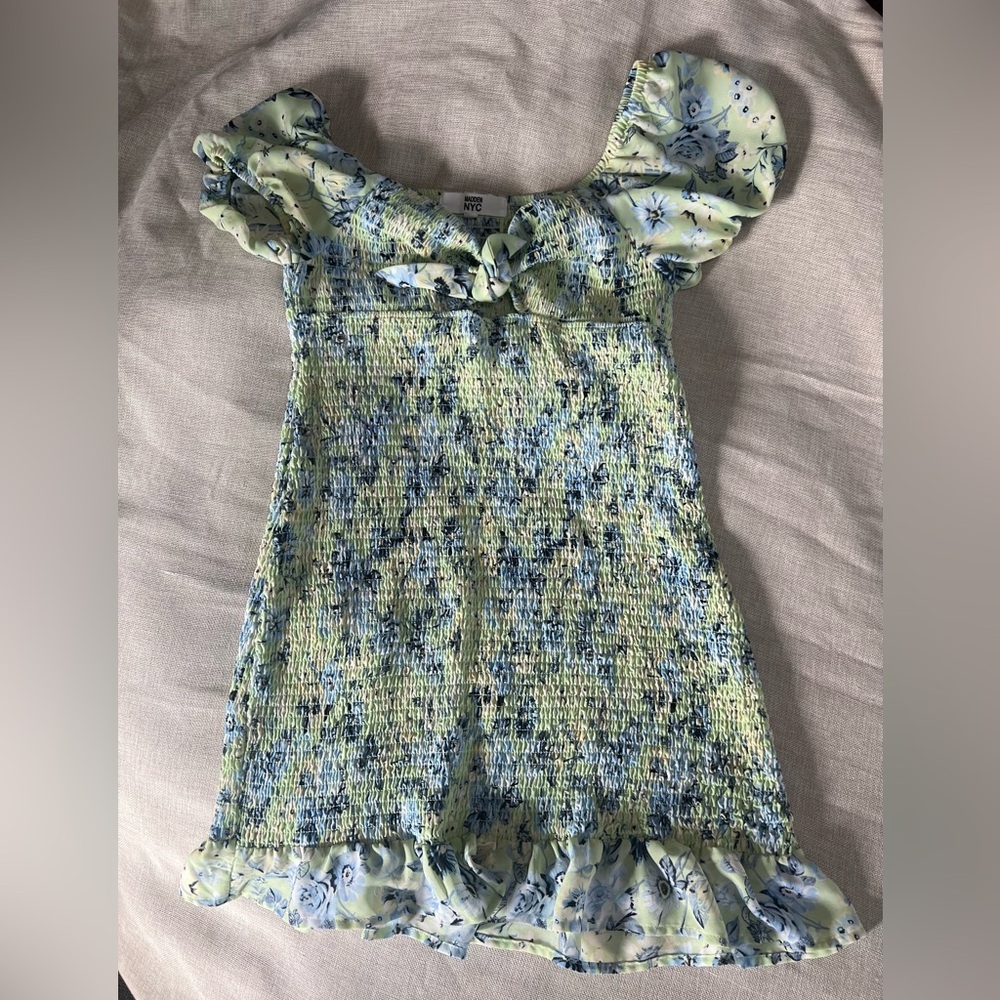 Blue and Green Floral Mini Dress Madden NYC Medium